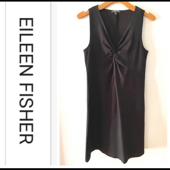 Eileen Fisher Twist Front Black Dress - Picture 1 of 6